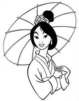 coloriage mulan et son ombrelle